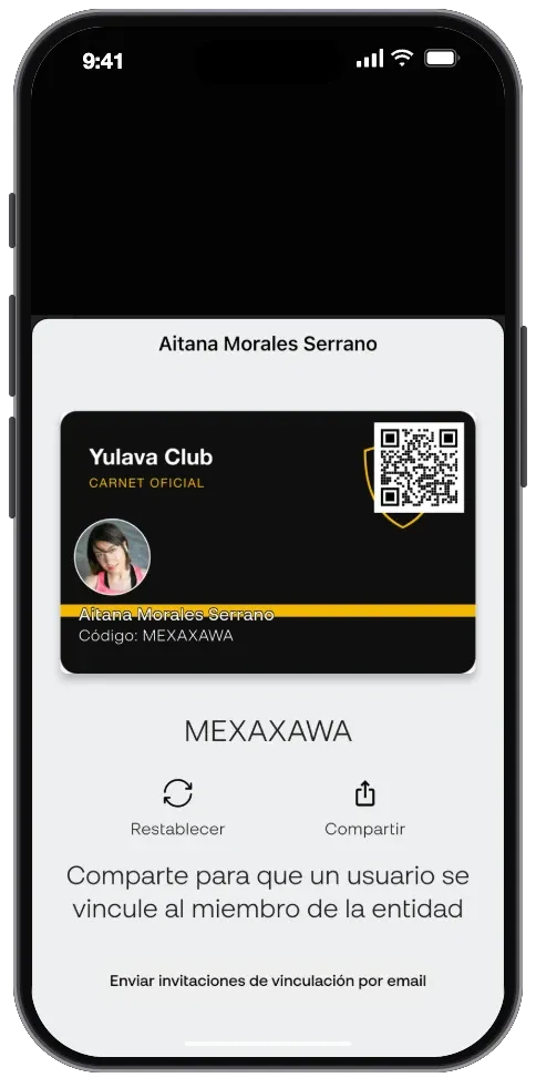 Carnet digital de soci a Yulava Connect